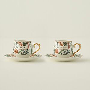 Leaf Porselen 2'li Kahve Fincanı Seti (120 Cc) Çok Renkli