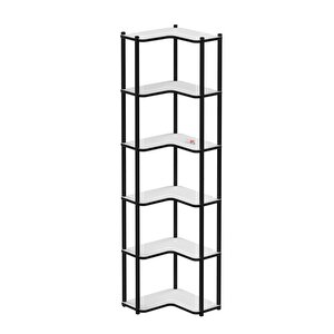 6 Raflı Kitaplık Dekoratif Kitaplık Metal Kitaplık Ofis Kitaplığı Aksesuar Rafı Sardes Beyaz