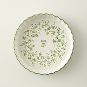 Floral Stoneware Fırın Kabı Beyaz (26x5 Cm) Beyaz