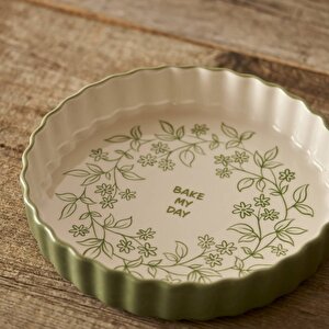 Floral Stoneware Fırın Kabı Beyaz (26x5 Cm) Beyaz