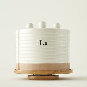 Enjoy Dönen Standlı Seramik Kavanoz Seti Beyaz (22x21,3 Cm) Beyaz