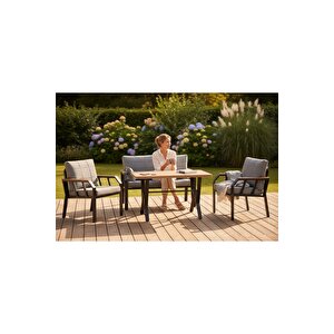 Nergiz 2 1 1 Masa Bahçe Balkon Mobilyası Yeni Gri Kayrak 