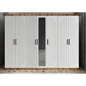 Membran Harika Yedi Kapaklı Gardırop Ceviz&beyaz G.y.m.h_4_245cm 245 cm