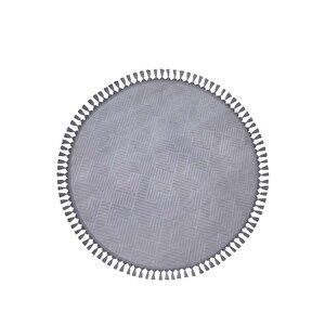 Rölyef Aden Daire Gri Kaymaz Taban Kesme Halı Pon Pon