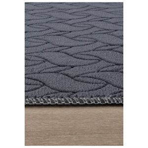 Oslo Vl Premium Yıkanabilir Kaymaz Tabanlı Saçaklı Kesme Rulo Halı Yolluk Antrasit 4001