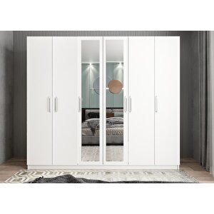 Süper 6 Kapaklı Gardırop Beyaz G.a.s_1_180cm 180 cm