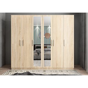 Süper 6 Kapaklı Gardırop Meşe G.a.s_4_208cm 208 cm