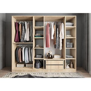 Süper 6 Kapaklı Gardırop Meşe G.a.s_4_208cm 208 cm