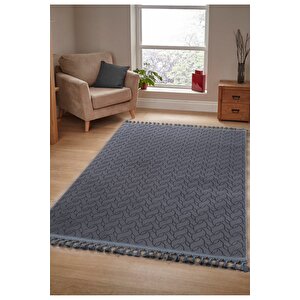 Oslo Vl Premium Yıkanabilir Kaymaz Tabanlı Saçaklı Kesme Rulo Halı Yolluk Antrasit 4001 100x250 cm