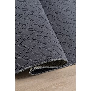 Oslo Vl Premium Yıkanabilir Kaymaz Tabanlı Saçaklı Kesme Rulo Halı Yolluk Antrasit 4001 100x250 cm