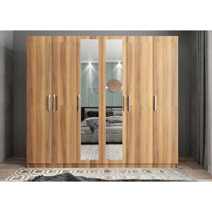 Süper 6 Kapaklı Gardırop Ceviz G.a.s_5_208cm 208 cm
