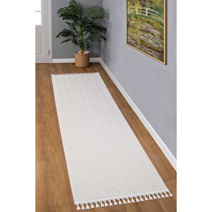 Oslo Vl Premium Yıkanabilir Kaymaz Tabanlı Saçaklı Kesme Rulo Halı Yolluk Antrasit 4001