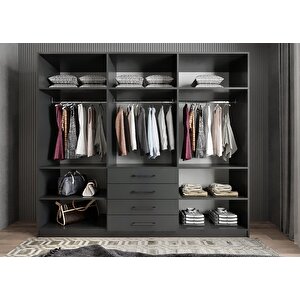 Trend 6 Kapaklı Gardırop Antrasit G.a.t_2_208cm 208 cm