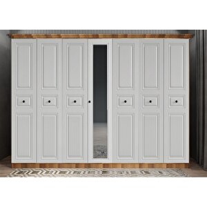Membran Bar Yedi Kapaklı Gardırop Ceviz&beyaz G.y.m.b_4_280cm 280 cm