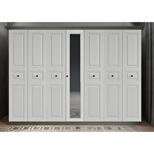 Membran Bar Yedi Kapaklı Gardırop Antrasit&beyaz G.y.m.b_2_245cm 245 cm