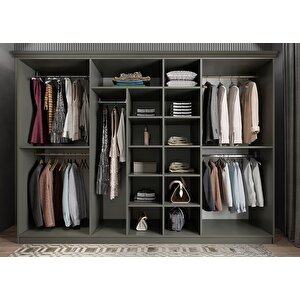 Membran Bar Yedi Kapaklı Gardırop Antrasit&beyaz G.y.m.b_2_245cm 245 cm