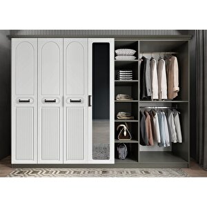 Membran Life Yedi Kapaklı Gardırop Antrasit&beyaz G.y.m.l_2_280cm 280 cm