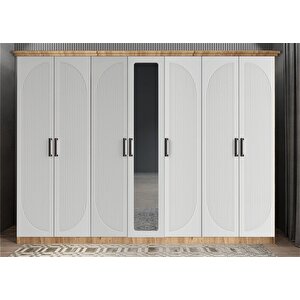 Membran Harika Yedi Kapaklı Gardırop Çam&beyaz G.y.m.h_3_280cm 280 cm