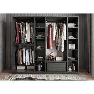 Eko Süper 6 Kapaklı Gardırop Antrasit&beyaz G.a.s.e_6_240cm 240 cm