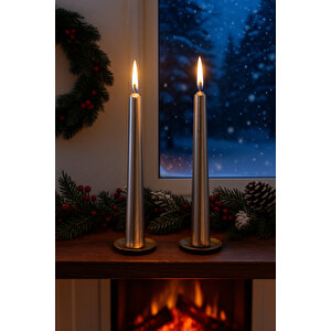 Waldern 4lü Uzun Gümüş Mum