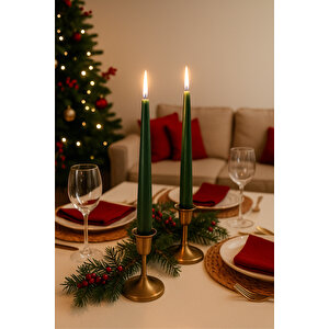 4lü Uzun Yeşil  Mum