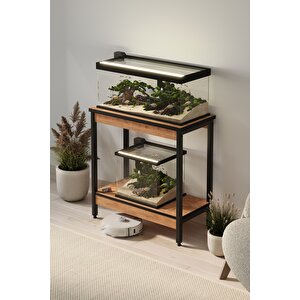 Akvaryum Sehpası Yan Sehpa Metal Ayaklı Sehpa 80 X 40 Cm Çam