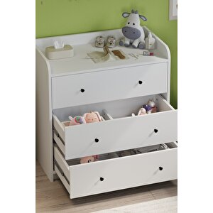 3 Çekmeceli Dolap 6 Bölmeli Çok Amaçlı Dolap Mutfak Dolabı Kahve Köşesi Begüm Beyaz