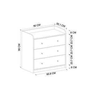 3 Çekmeceli Dolap 6 Bölmeli Çok Amaçlı Dolap Mutfak Dolabı Kahve Köşesi Begüm Safir Meşe Beyaz