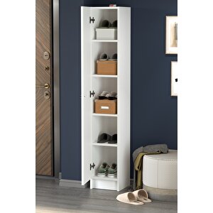 Kapaklı 5 Bölmeli Çok Amaçlı Dolap Çok Amaçlı Mutfak Dolabı Banyo Dolabı Buket Beyaz