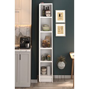 Kapaklı 5 Bölmeli Çok Amaçlı Dolap Çok Amaçlı Mutfak Dolabı Banyo Dolabı Buket Beyaz