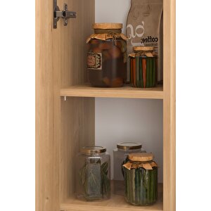 Kapaklı 5 Bölmeli Çok Amaçlı Dolap Çok Amaçlı Mutfak Dolabı Banyo Dolabı Buket Safir Meşe