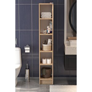 Kapaklı 5 Bölmeli Çok Amaçlı Dolap Çok Amaçlı Mutfak Dolabı Banyo Dolabı Buket Safir Meşe