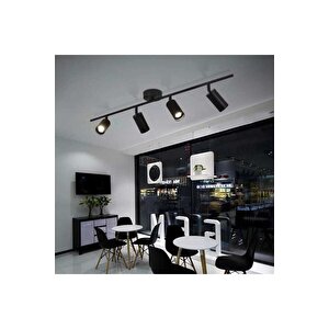Spot 4lü Sıralı Siyah Renk Salon-mutfak-yatak Odası Ledli Avize