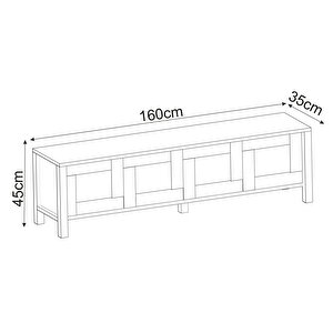 Vachel 4 Kapaklı Modern Tv Sehpası, Antrasit