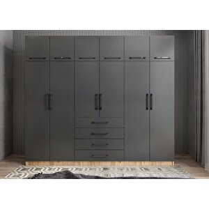 Trend 6 Kapaklı Gardırop Çam&antrasit G.a.t_8_208cm 208 cm