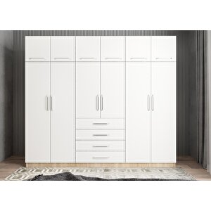 Trend 6 Kapaklı Gardırop Meşe&beyaz G.a.t_7_240m 240 cm