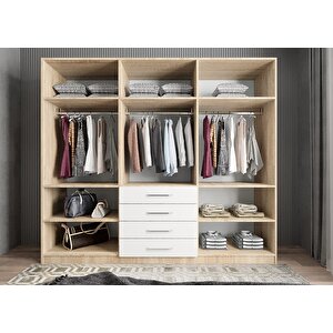 Trend 6 Kapaklı Gardırop Meşe&beyaz G.a.t_7_240m 240 cm