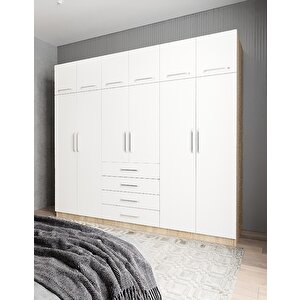 Trend 6 Kapaklı Gardırop Meşe&beyaz G.a.t_7_240m 240 cm
