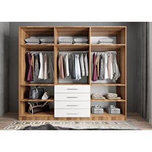 Trend 6 Kapaklı Gardırop Ceviz&beyaz G.a.t_10_270cm 270 cm