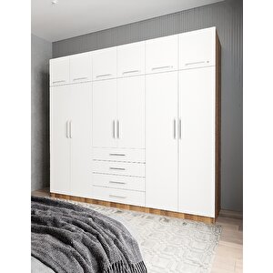 Trend 6 Kapaklı Gardırop Ceviz&beyaz G.a.t_10_270cm 270 cm