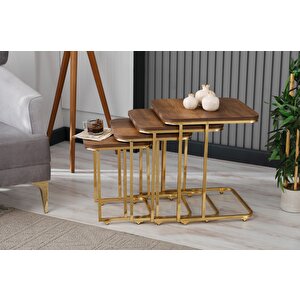 Dörtlü Tekerli̇ Gold Ayak Koyu Cevi̇z Ahşap
