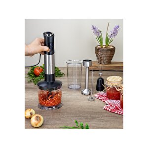Güçlü 1200w Blender Seti, 12 Hız, Turbo, Paslanmaz Çelik Bıçaklar, Gri Renk