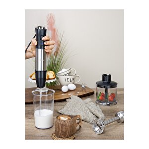 Güçlü 1200w Blender Seti, 12 Hız, Turbo, Paslanmaz Çelik Bıçaklar, Gri Renk