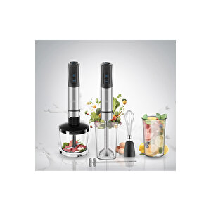 Güçlü 1200w Blender Seti, 12 Hız, Turbo, Paslanmaz Çelik Bıçaklar, Gri Renk
