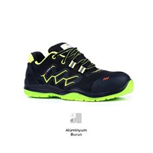 Rmk-82 S2 Mikrofiber Deri Siyah Yeşil Alüminyum Burun İş Ayakkabısı 46