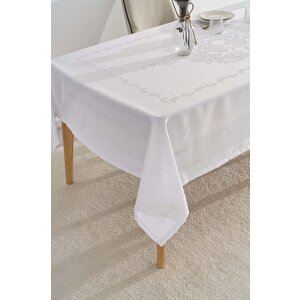 Jumbo Jakar Beyaz Sıvı İtici Leke Tutmaz Masa Örtüsü 160x220 Cm