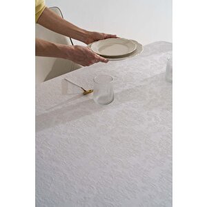 Damascus Beyaz Masa Örtüsü 160x220 Cm