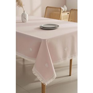 Silvio Pudra Güpür Çiçekli Masa Örtüsü 160x220 Cm
