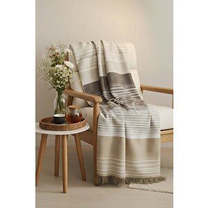 Veloura Bej Tek Kişilik Battaniye - Tv Battaniyesi 135x180 Cm