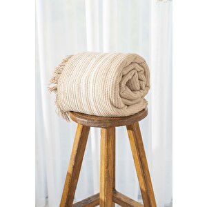 Veloura Bej Tek Kişilik Battaniye - Tv Battaniyesi 135x180 Cm